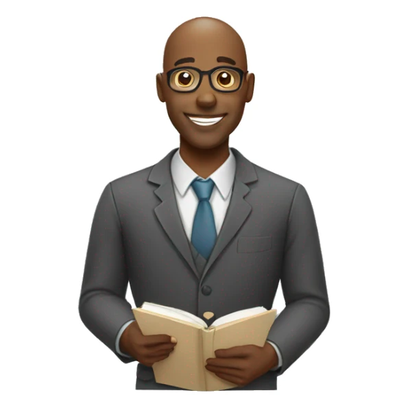 cartoon illustration of a black man bald man working as a teacher sticker