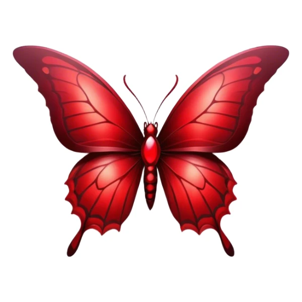 A stunning red butterfly in Gothic style, its wings shimmering in ruby, scarlet, and burgundy hues, takes center stage, while dark, shadowy crosses fade into the misty background. The contrast between its vibrant beauty and the eerie surroundings creates a haunting yet mesmerizing atmosphere. sticker