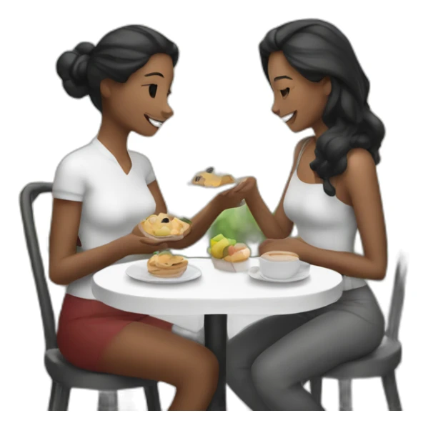 Gata café, blanca y negra pidiendo comida sticker