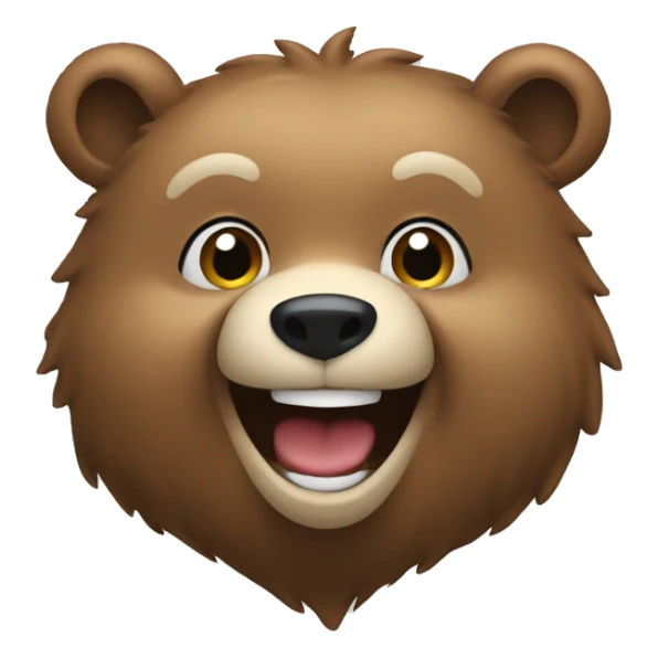 Bear smiling wearing a go l d sticker