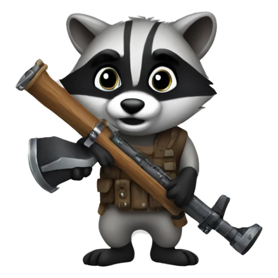 a raccoon holding a rpg sticker