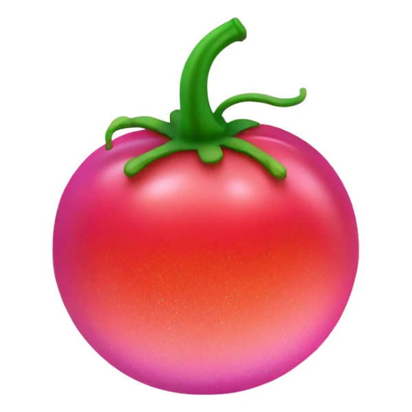 Entire Hot pink ombre tomato with glitter and green stem sticker