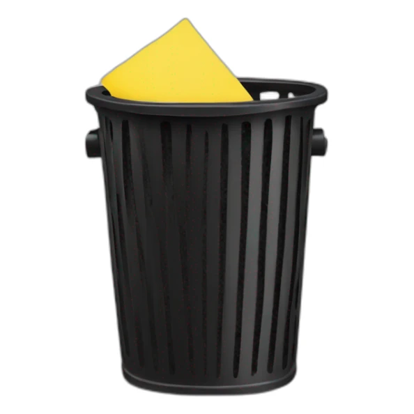 black mesh metal dustbin filled with yellow papers sticker