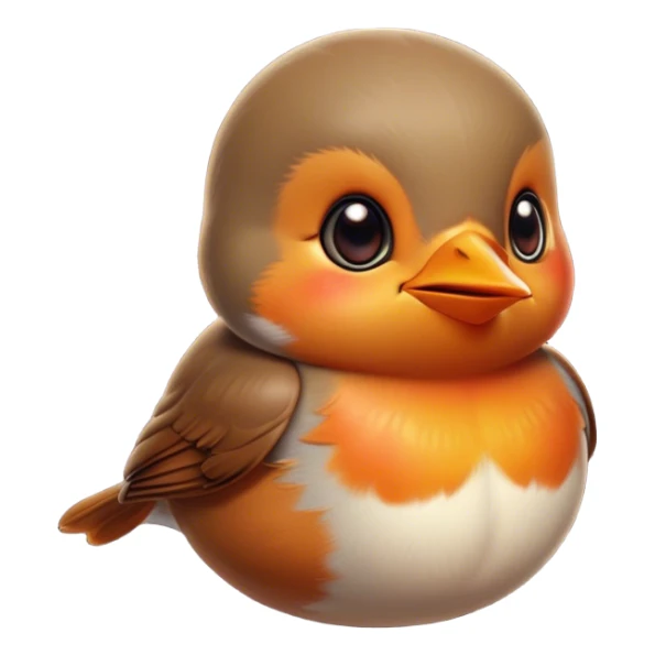 Cinematic Cute Robin Portrait Emoji, Head tilted playfully and inquisitively, featuring a charming, petite form with a vibrant red breast, round, sparkling eyes full of gentle mischief, and a delicate, beak-like smile, Simplified yet irresistibly adorable features, highly detailed, glowing with a warm, inviting glow, high shine, affectionate and lively, stylized with a touch of whimsical woodland charm, soft glowing outline, capturing the essence of a mischievous yet endearing robin that seems as if it could sing out of the screen into your heart! sticker