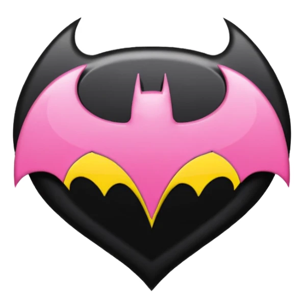 Make a batman logo emoji (girly) it should be black yellow and pink. sticker
