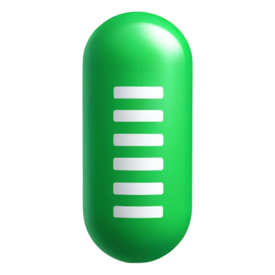 single medicine capsule, top half green, bottom half white sticker
