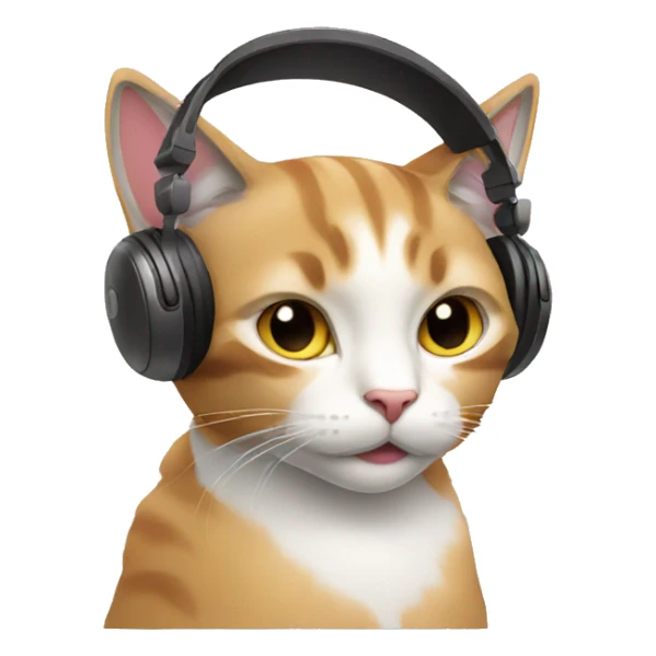cat in headphones sticker