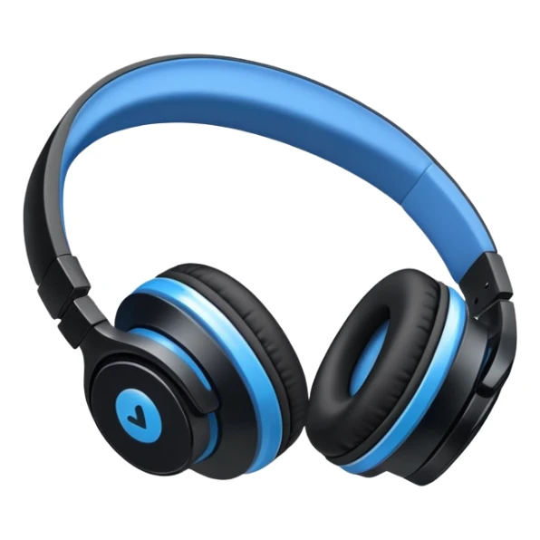 Black and blue and white headphones as seen from the side view  sticker