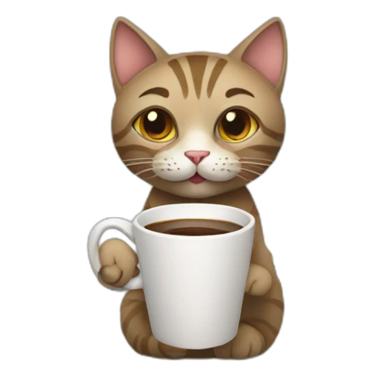 Cat holding cup of coffee sticker