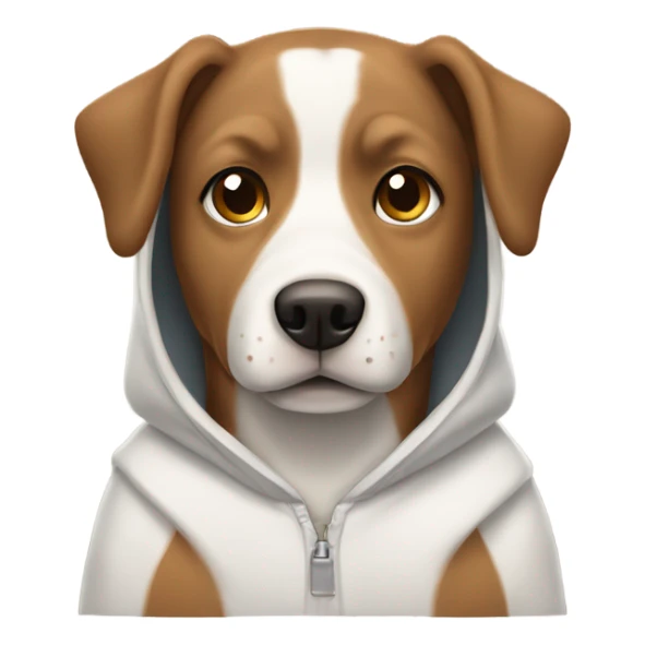 brown and white dog wearing a hoodie  sticker