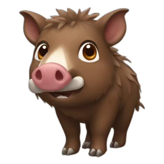 furries brown boar with white tusks sticker