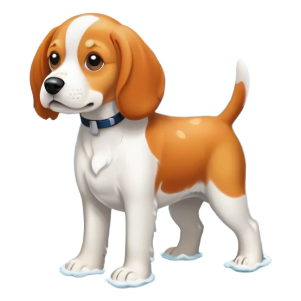 Realistic orange and white beagle in ocean waves  sticker