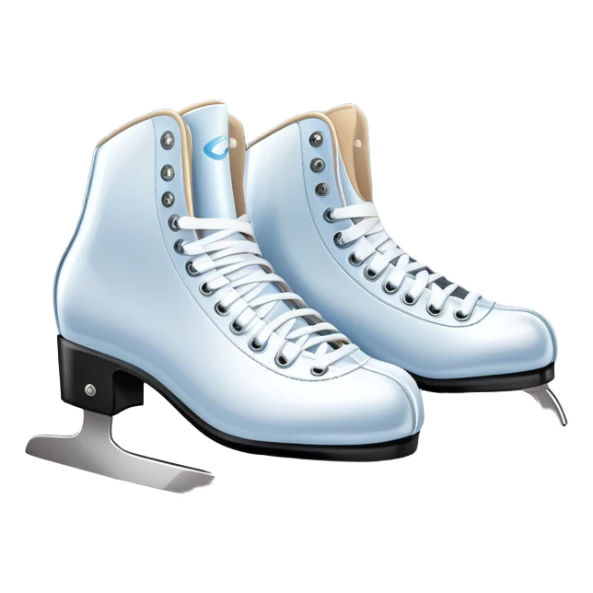 An icon showing a pair of elegant figure skates placed on the smooth, sparkling ice of a grand ice arena. The rink is surrounded by cheering spectators and soft arena lights, creating a beautiful, dynamic atmosphere. Transparent background highlights the grace and beauty of figure skating. sticker