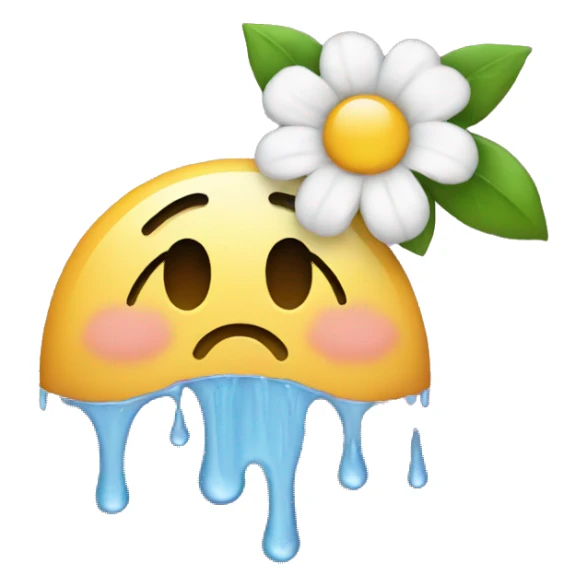 Crying emoji but instead of tears flowers pouring down  sticker