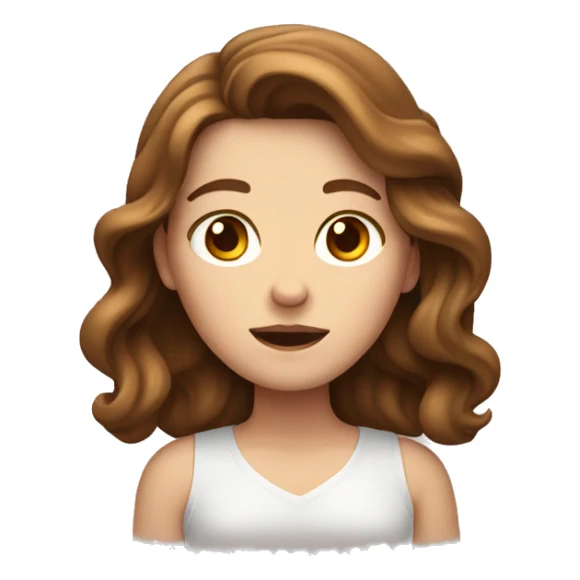white girl with brown wavy hair shrugging sticker