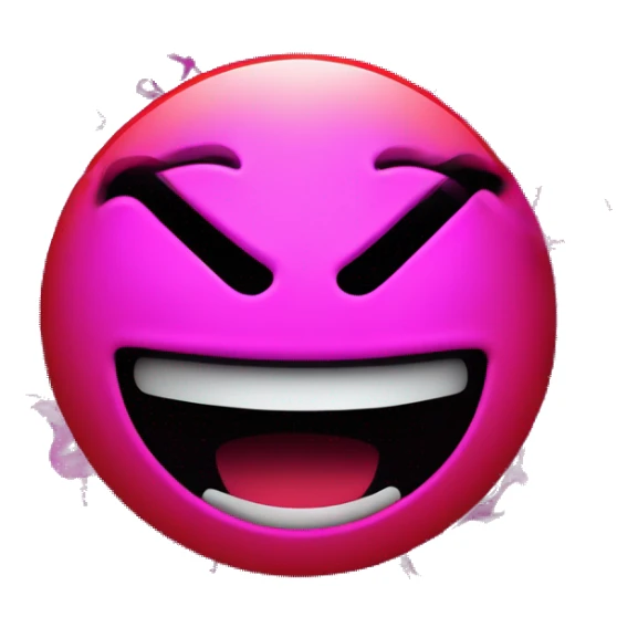 Aggressive smiley face, sticker, black and red pattern, on a black background, purple smoke, neon, glare, reflections sticker