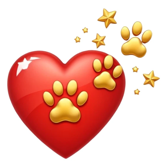 heart with a paw print and a shooting star sticker