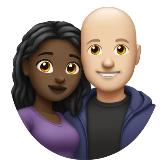 white bald guy and black curvy girl hugging  sticker