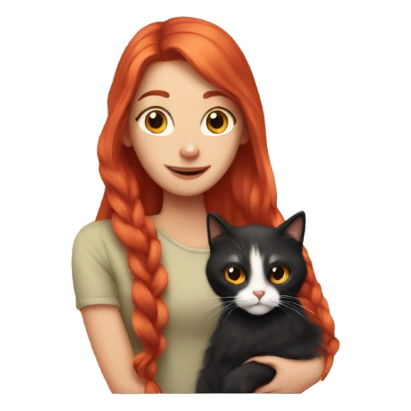 Long red hair holding a calico cat sticker