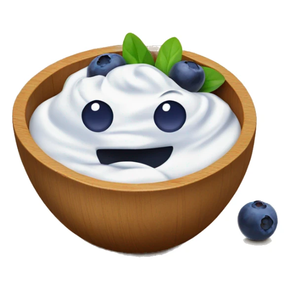 yogurt with blueberries in a wooden bowl sticker