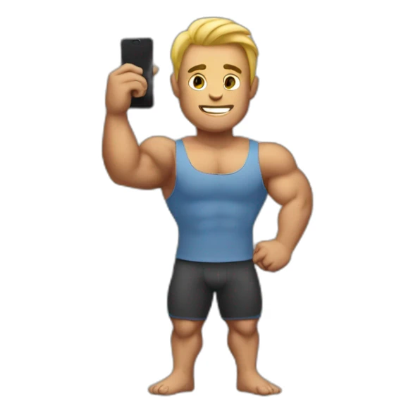 muscular male holding phone sticker
