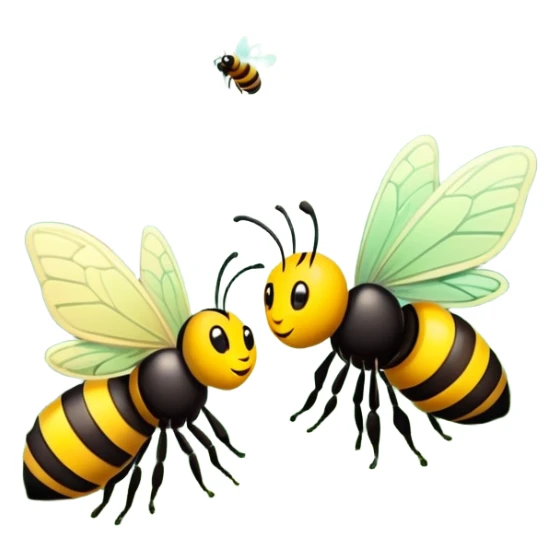 butterfly and bee together in a green forest, simple and expressive sticker