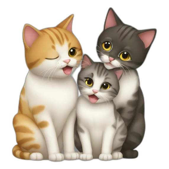 4 cats kissing sticker