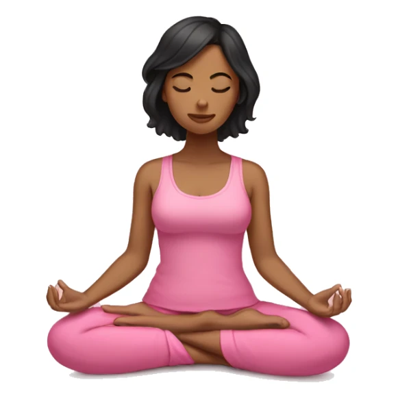 tan girl with black hair meditating pink sticker