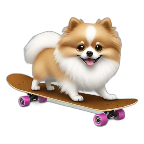 white brown pomeranian on a skateboard sticker