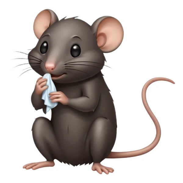 a black rat standing and wiping its sweaty face sticker