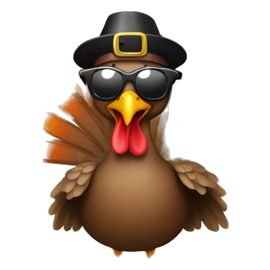 Turkey with sunglasses holding a banner that says happy thanksgiving  sticker
