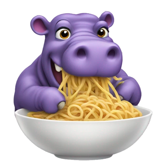 Purple hippopotamus eating spaghetti  sticker