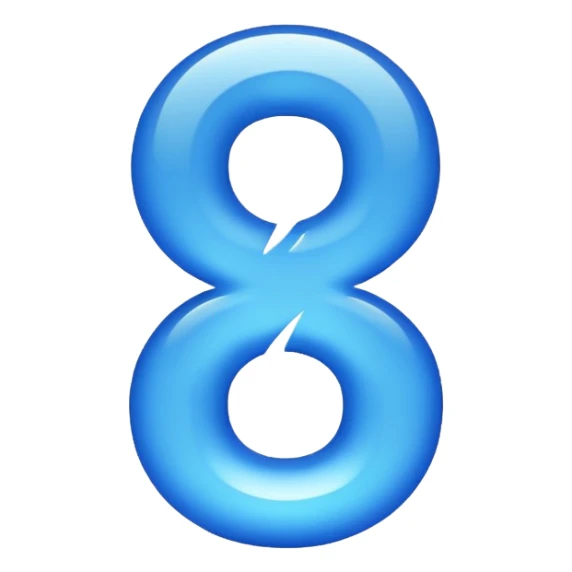 The number 67 in blue, shiny and big sticker