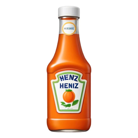 Heinz brand bottle, orange color sticker