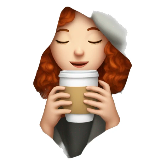 Red headed girl inside a blanket sipping coffee eyes closed sticker