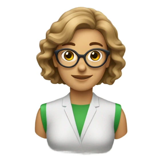 Profesora pelo castaño, gafas, ojos vedes sticker