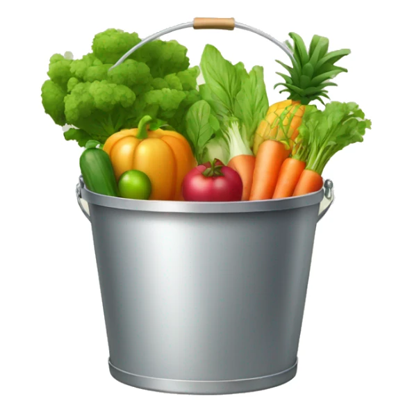 Fresh vegetables and fruits in the bucket  sticker