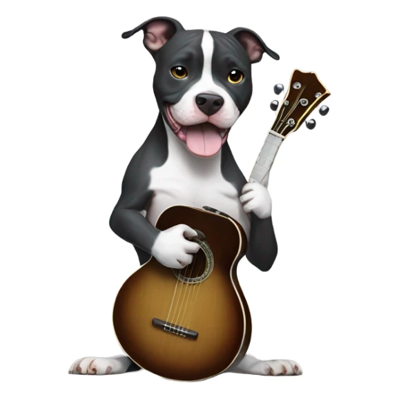Black and white Pitbull playing banjo sticker