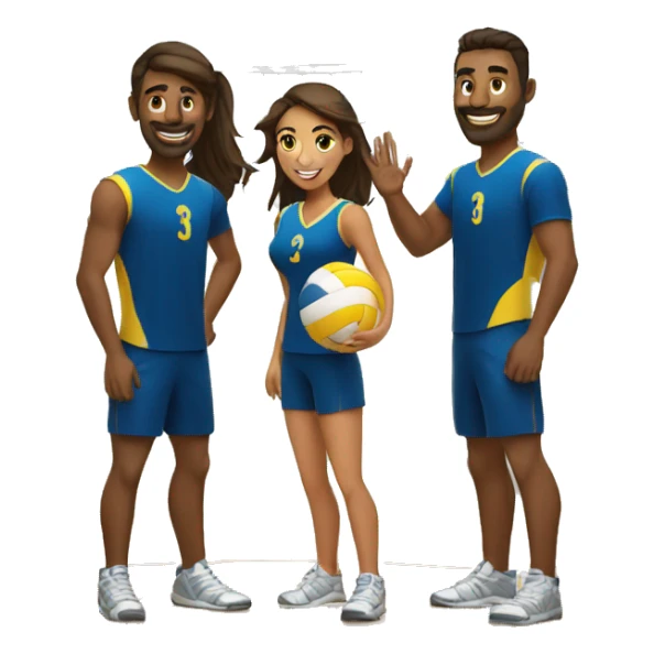 men and women play volleyball 3 on 3 sticker