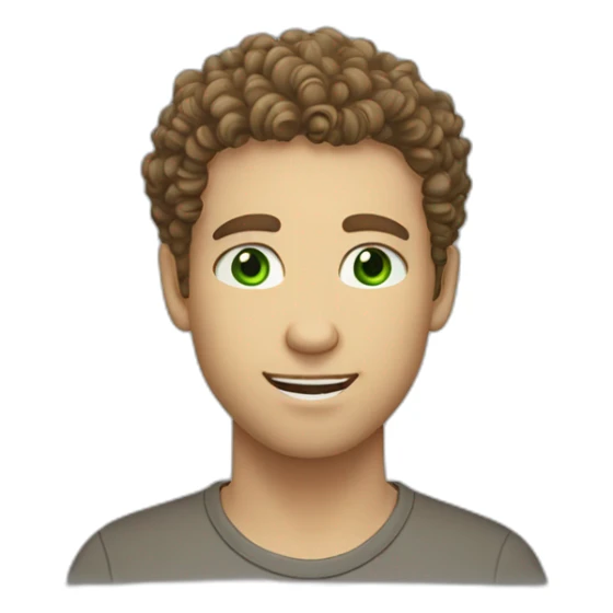 white man face green eyes brown curls fade haircut sticker