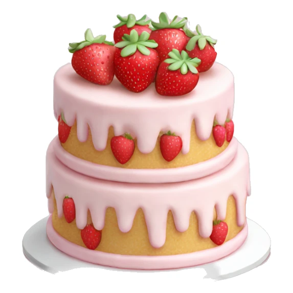 Light Pink strawberries and cream birthday cake  sticker