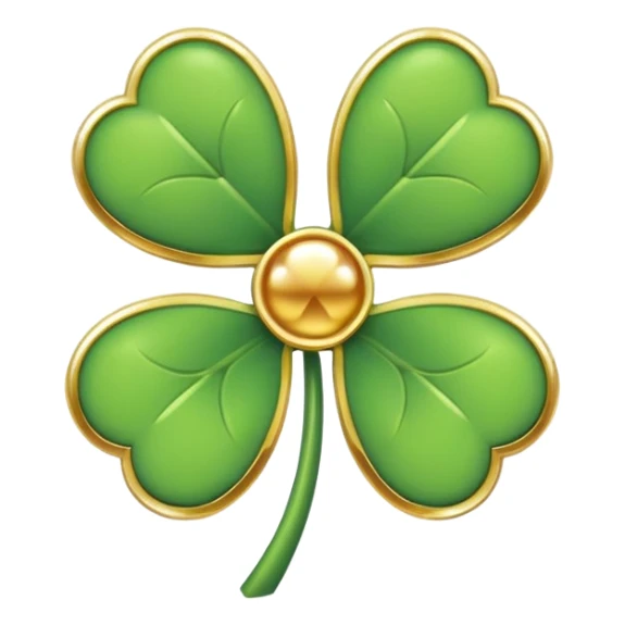 Gold outline and white four leaf clover emoji  sticker