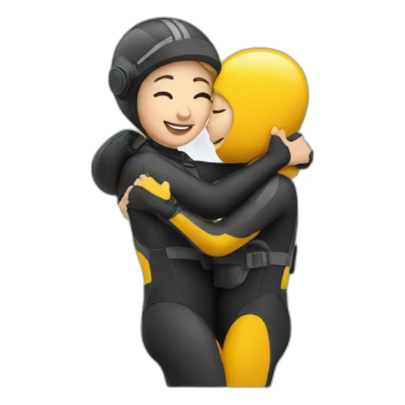 A woman diver giving a hug sticker