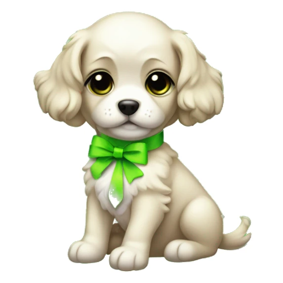 Cava ooo puppy with neon green bows and dress sticker