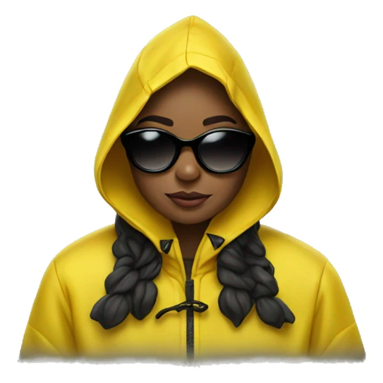 girl in yellow raincoat meme with black sunglasses sticker