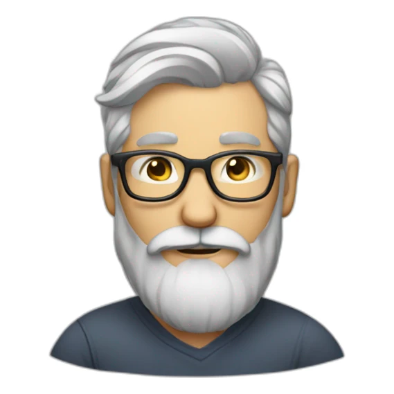 middle aged hipster no hat with beard sivler hair sticker
