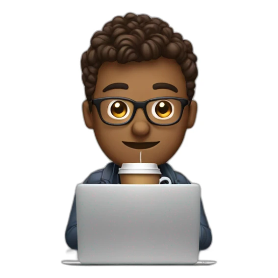 geek with coffee and laptop sticker