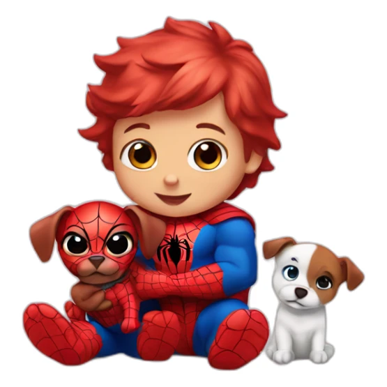 Baby Spiderman with puppy  sticker