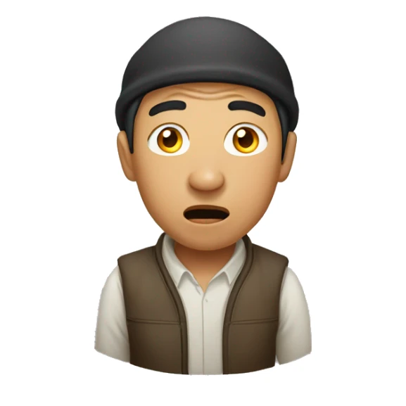 Kyrgyz man have a surprised sticker