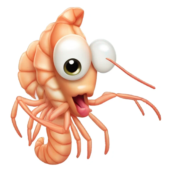 shrimp with crazy face and his tongue out sticker